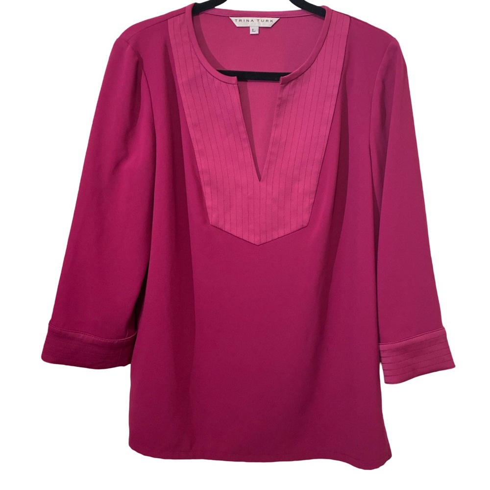 Trina Turk magenta blouse 3/4 sleeves, size large, resort wear